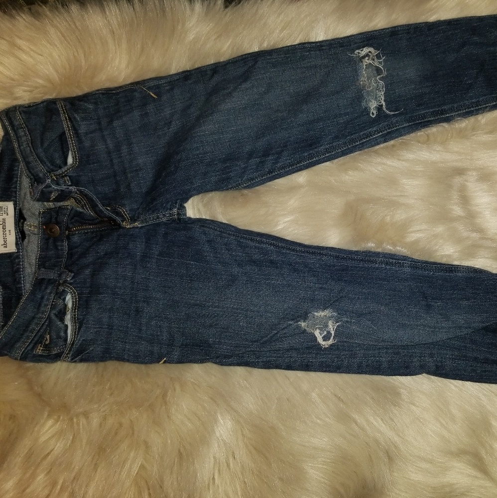 Abercrombie Kids Distressed Ankle Zip Jeans